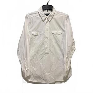 Lauren Ralph Lauren Women's White Denim Long Sleeve 1/2 Buttoned Shirt- Large